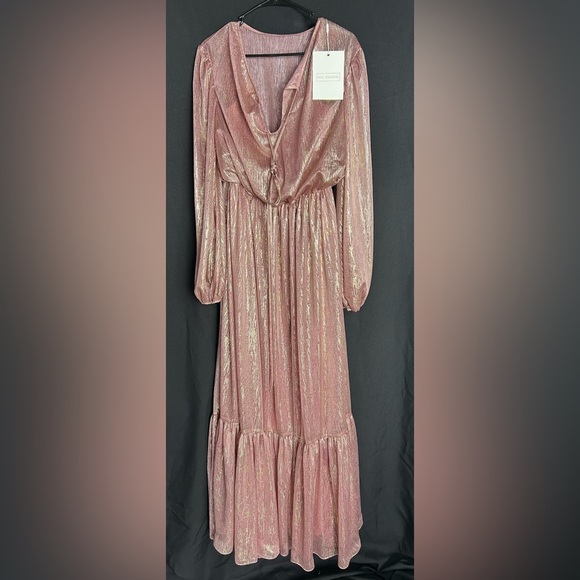 Mac Duggal 49781 NWT Rose Shimmering Maxi Dress - Picture 2 of 5